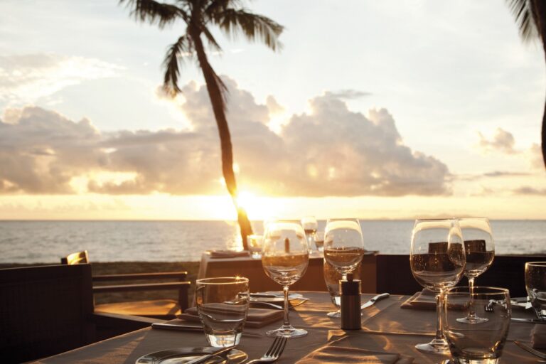 Dinner table at sunset