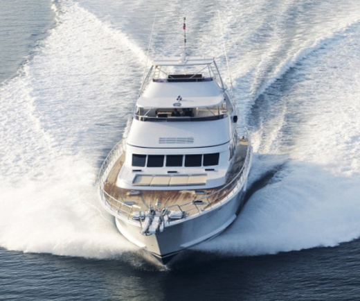 A privately booked boat cutting through the Carribbean waters.