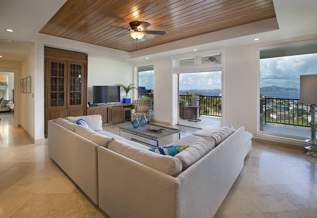The living room of Villa Imola at The Hills St. John in the US Virgin Islands.