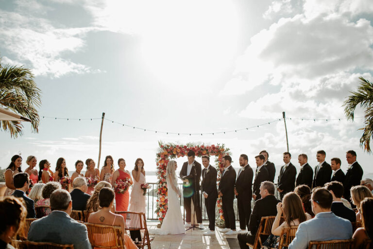A couple getting married on the beach at The Hills St. John, USVI.